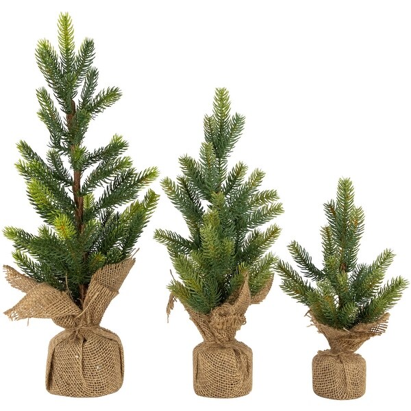 Mini Christmas Pine Artificial Christmas Trees with Burlap Base