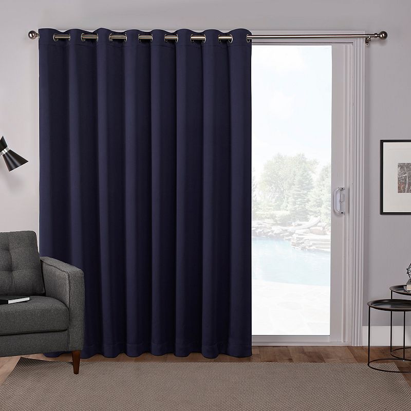 Exclusive Home 1-Panel Double Wide Sateen Patio Woven Blackout Window Curtain