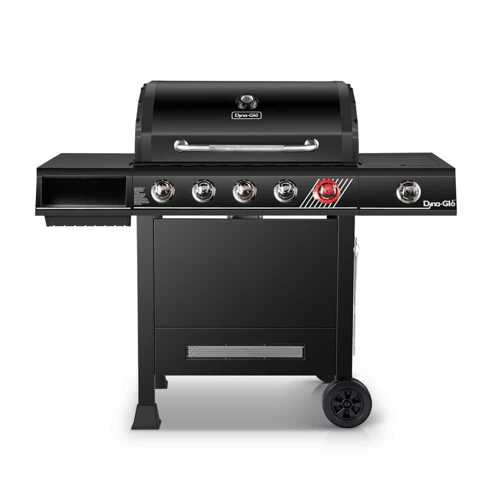 DynaGlo 5Burner Propane Gas Grill in Matte Black with TriVantage Multifunctional Cooking System