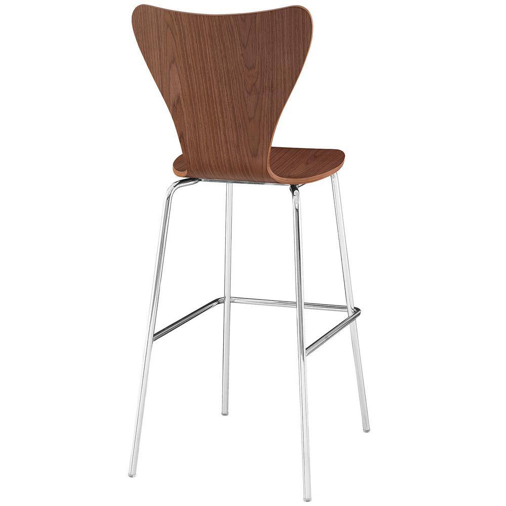 MODWAY Ernie 31 in. Walnut Wood Bar Stool EEI-538-WAL