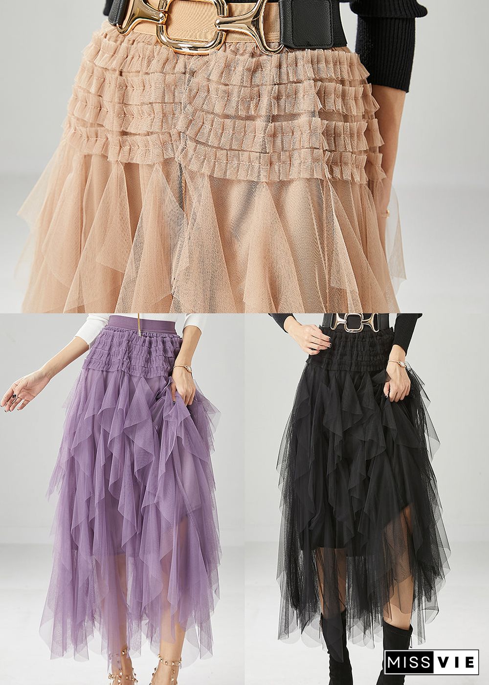 Black Slim Fit Tulle Holiday Skirts Summer