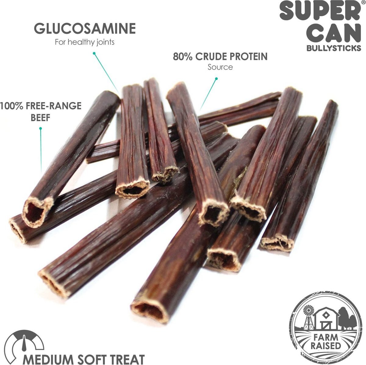 SuperCan Bully Sticks 6-in Beef Gullet Sticks Dog Treats， 25 count