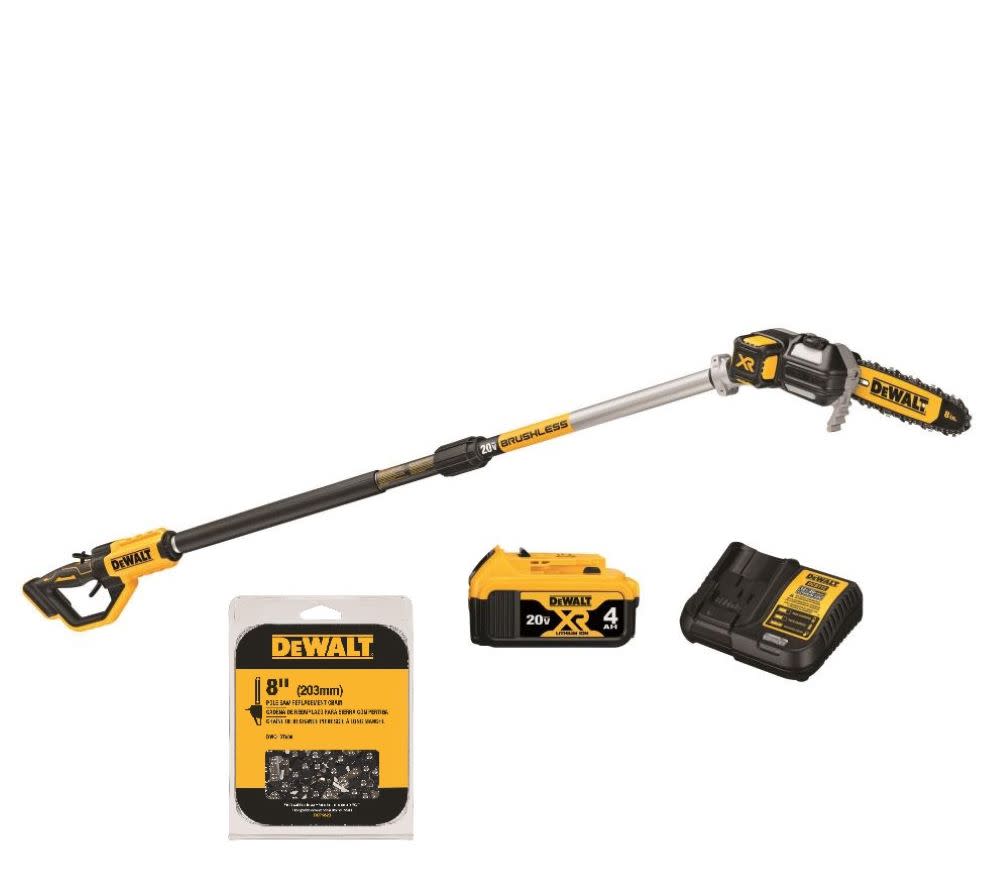 DEWALT 20V MAX 8" Pole Saw Kit with Extra 8" Chain DCPS620M1DWO1DT608 from DEWALT