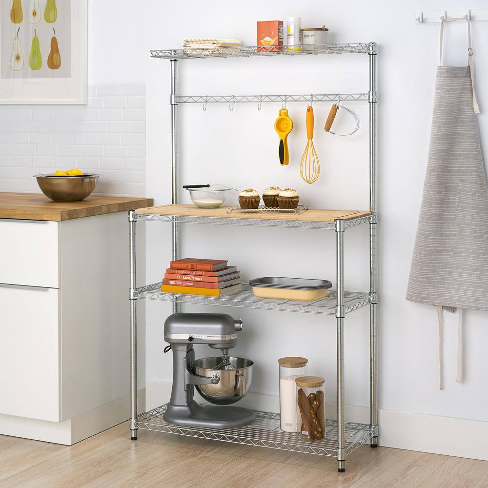 TRINITY Chrome 4-Tier Steel Wire Shelving Unit (14 in. W x 61 in. H x 36 in. D) TBFZ-1501