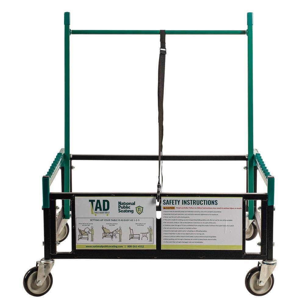 National Public Seating 1000 lbs. Steel Table Assist Dolly for Storage and Transport in Black TAD