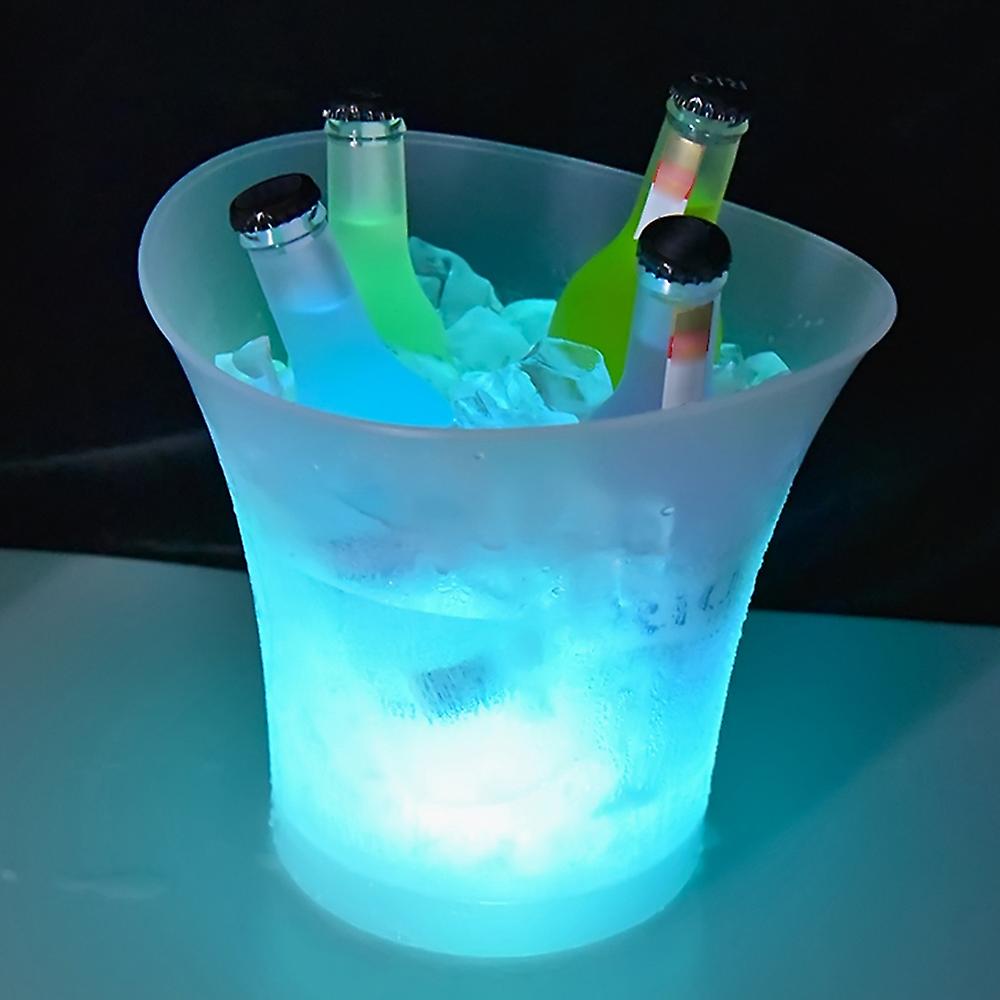 5l High Capacity Led Light Lamp Ice Bucket Curve Design Automatic Color Changing Battery Powered Operated Ip65 Water Resistance For Home Party Bar Clu