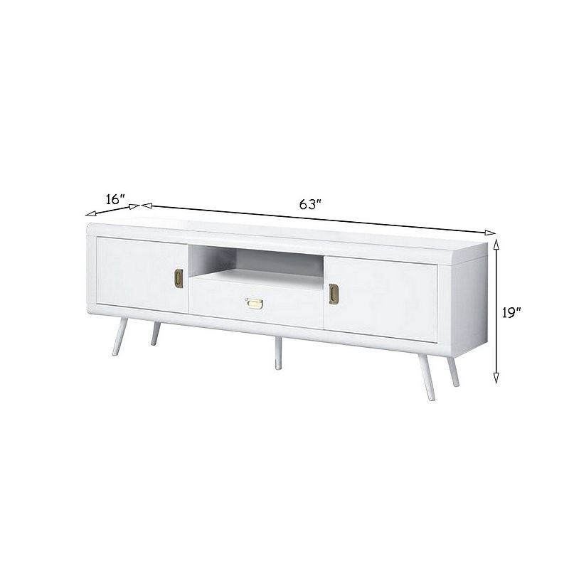 TV Stand with 1 Drawer and High Glossy Look， White