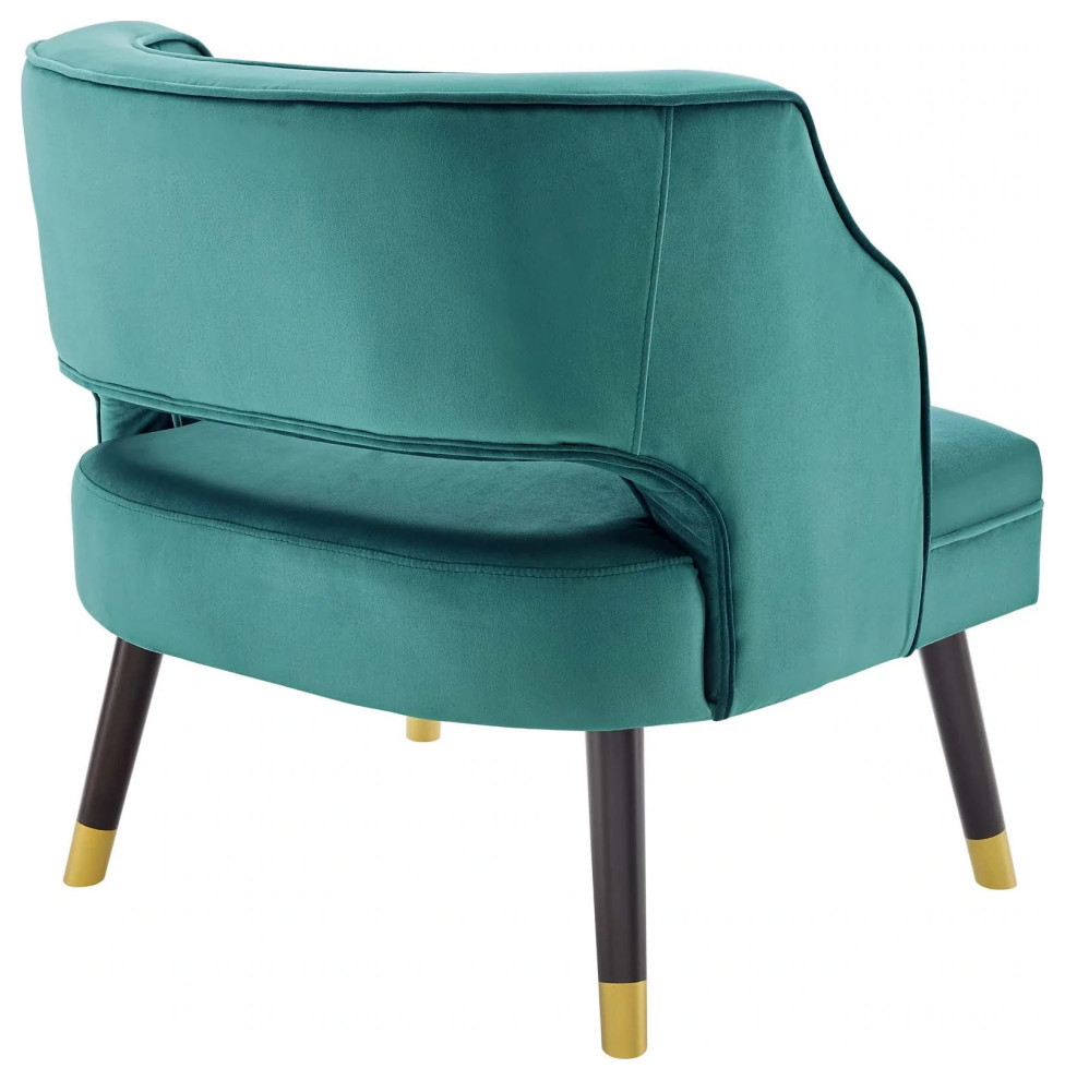 Finn Teal Button Tufted Open Back Performance Velvet Armchair   Contemporary   Armchairs And Accent Chairs   by Rustic Home Furniture Deco  Houzz