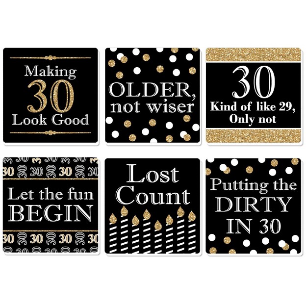 Big Dot Of Happiness Adult 30th Birthday Gold Funny Birthday Party Decorations Drink Coasters Set Of 6