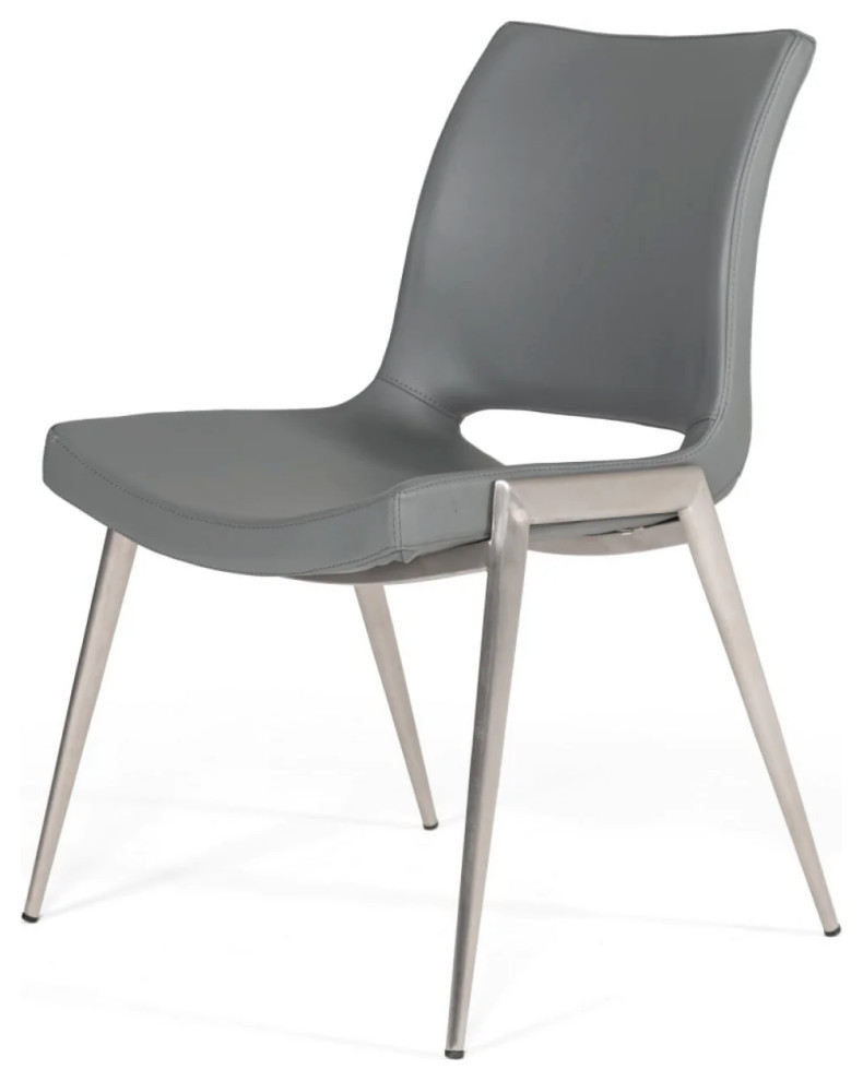 Adam Modern Gray Eco Leather Dining Chair  Set of 2   Contemporary   Dining Chairs   by Virgil Stanis Design  Houzz