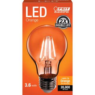 Feit Electric 25-Watt Equivalent A19 Medium E26 Base Dimmable Filament Orange Colored LED Clear Glass Light Bulb (12-Pack) A19TOLED12