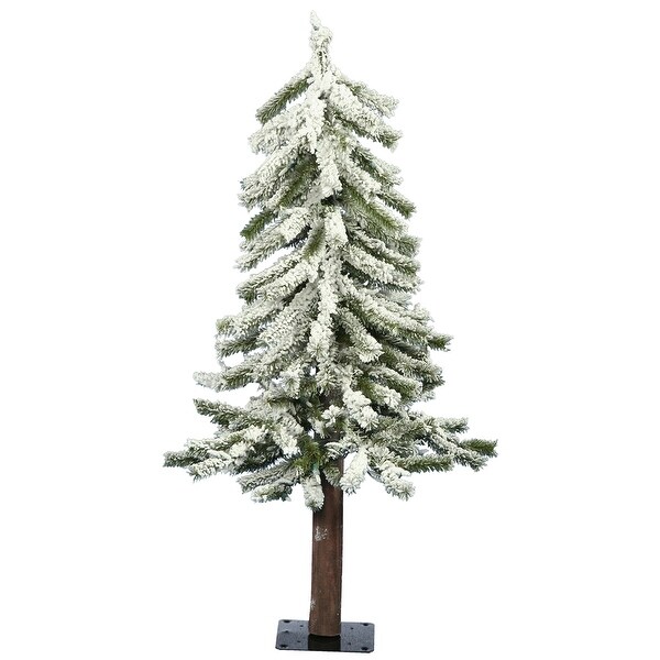 Vickerman Artificial 2' x 14 Flocked Alpine Christmas Tree，Unlit