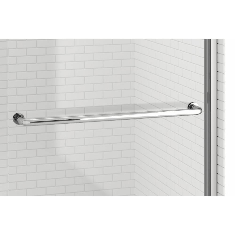 Basco Rotolo 60 in. x 70 in. Semi-Frameless Sliding Shower Door in Brushed Nickel with Handle RTLA05B6070CLBN