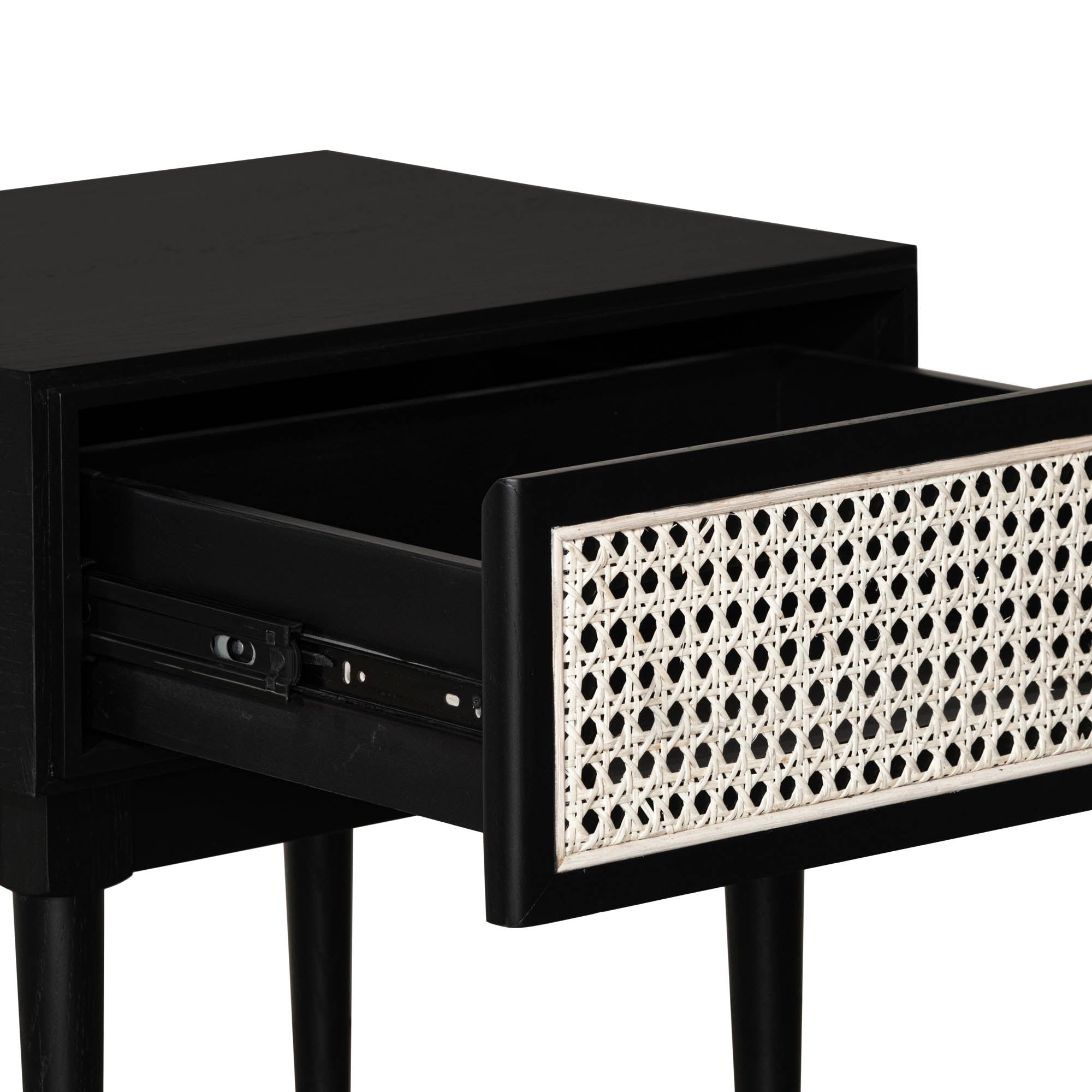 Cane Side Table - Matt Black