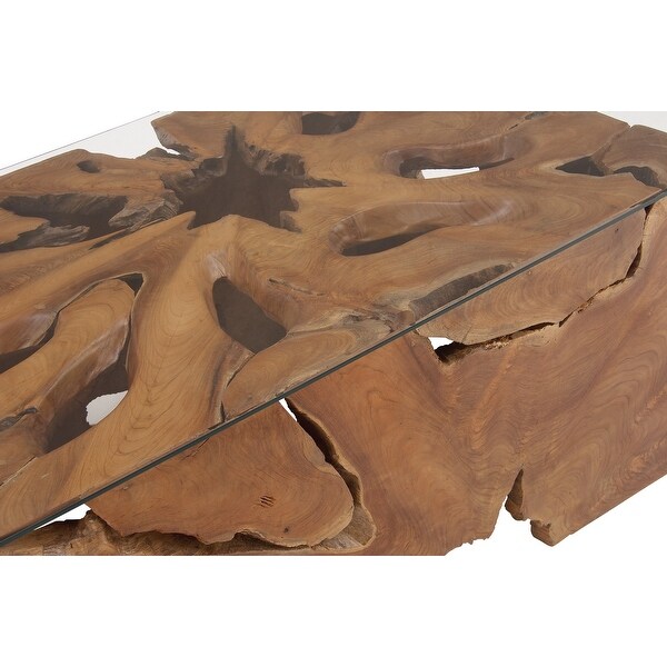 Brown Teak Rustic Coffee Table 18 x 40 x 28 - 40 x 28 x 18