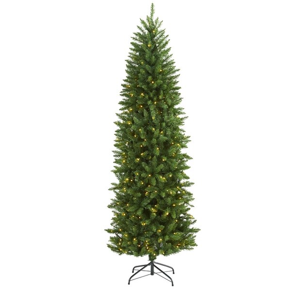 7’ PreLit Slim Green Mountain Pine Artificial Christmas Tree，Clear LED Lights