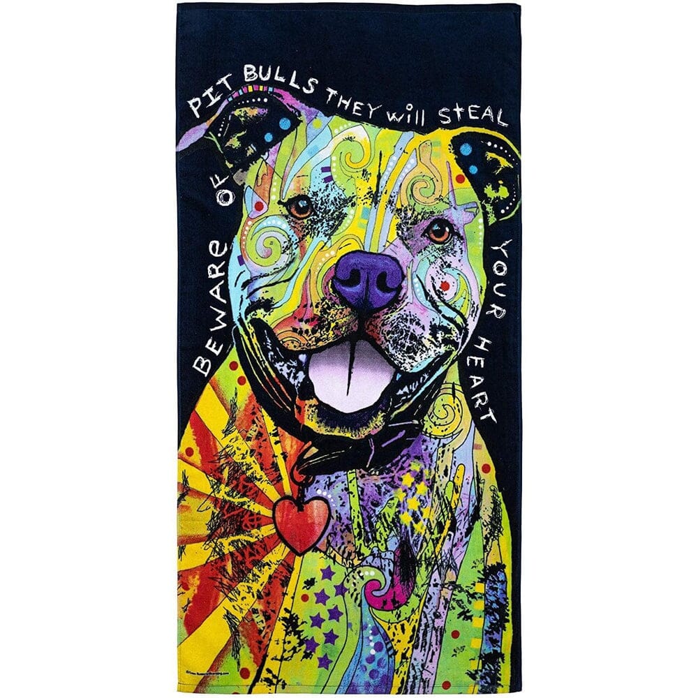 Pit Bulls They Will Steal Your Heart Super Soft Plush Cotton Beach Bath Pool Towel by Dean Russo