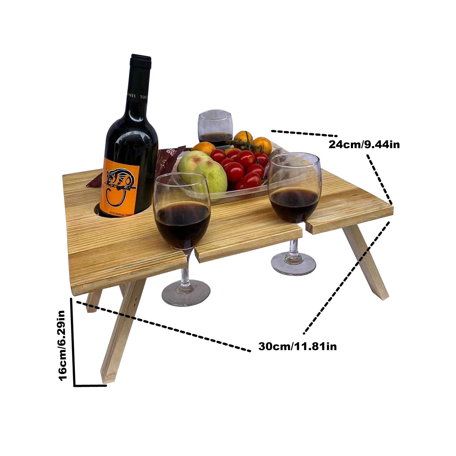 Wooden Folding Picnic Table Portable Folding Wine Table Rack