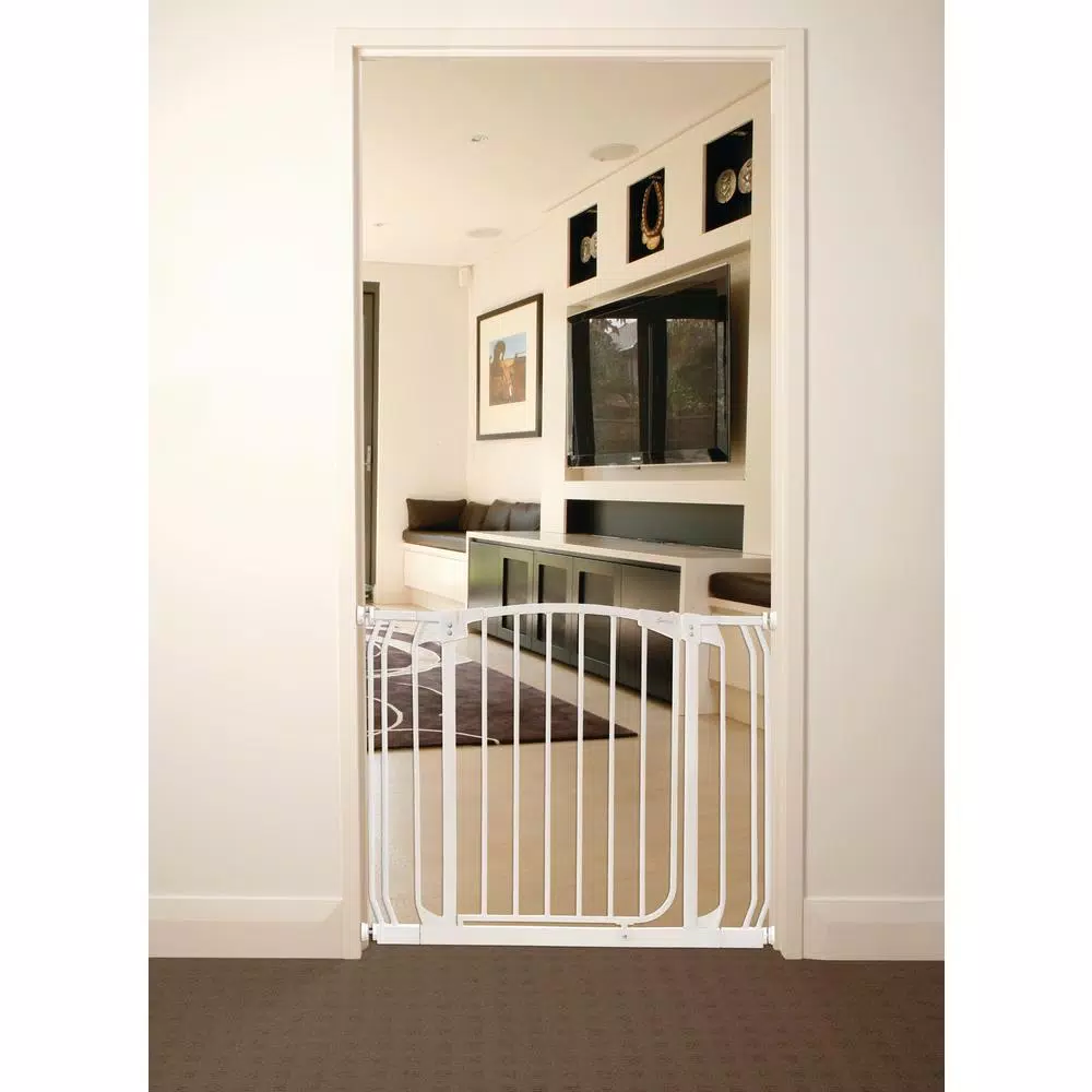 Dreambaby Chelsea 29.5 in. H Standard Height Auto-Close Security Gate in White with Extensions and#8211; XDC Depot