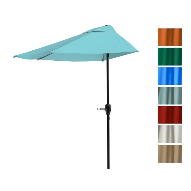 Nature Spring Half Canopy Patio Umbrella 9 x27 Blue