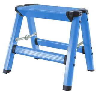 AmeriHome 1-Step Aluminum Folding Step Stool with 325 lbs. Load Capacity in Neon Blue 808186