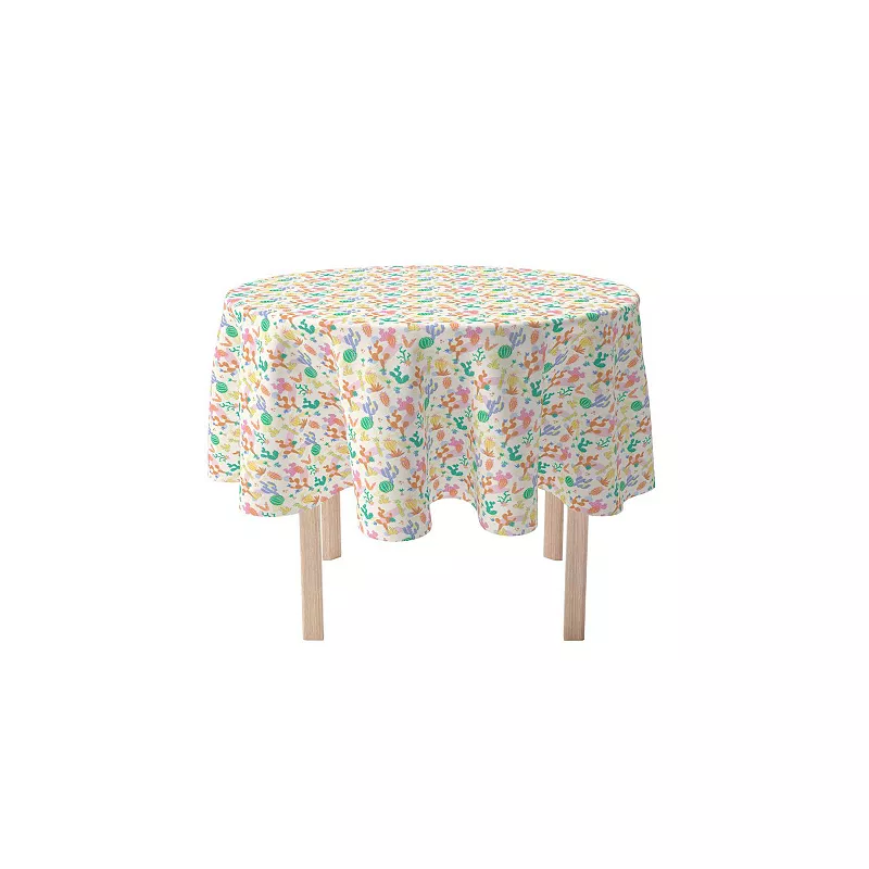 Round Tablecloth， 100% Cotton， 60 Round， Bright Desert Pattern