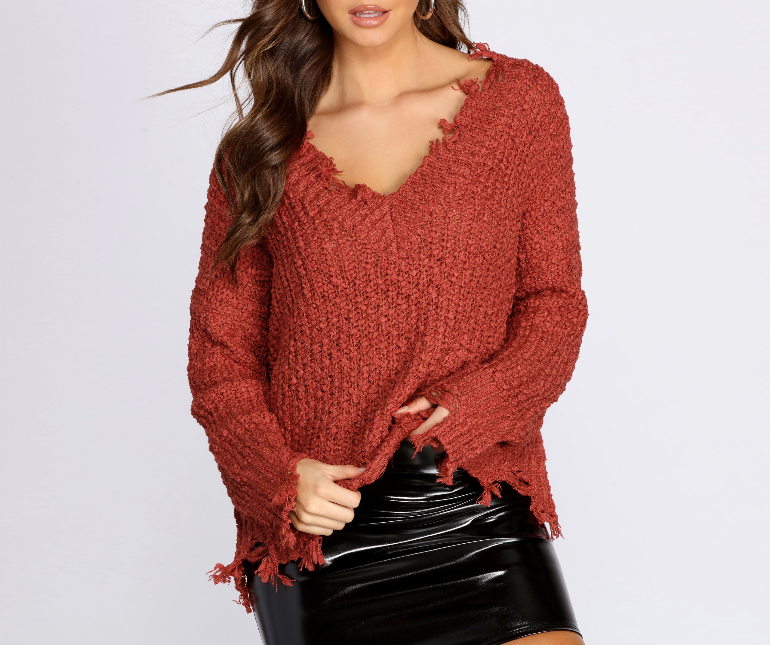 Stylishly Distressed V-Neck Sweater