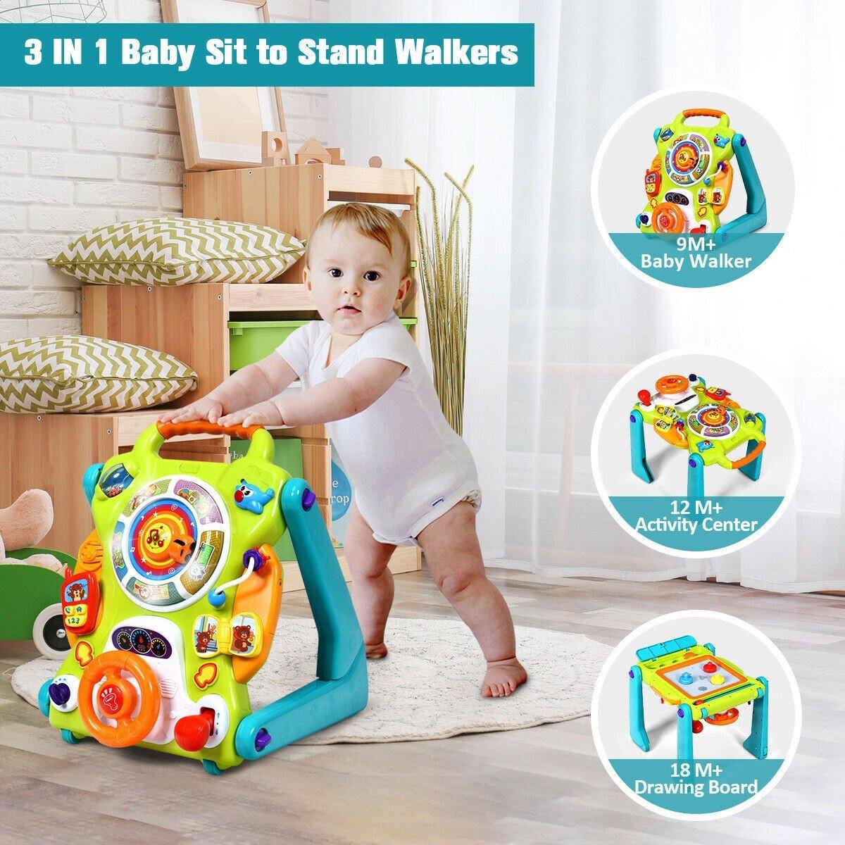 Sit-to-Stand Walker, 3 in 1 Baby Walker, Drawing Board