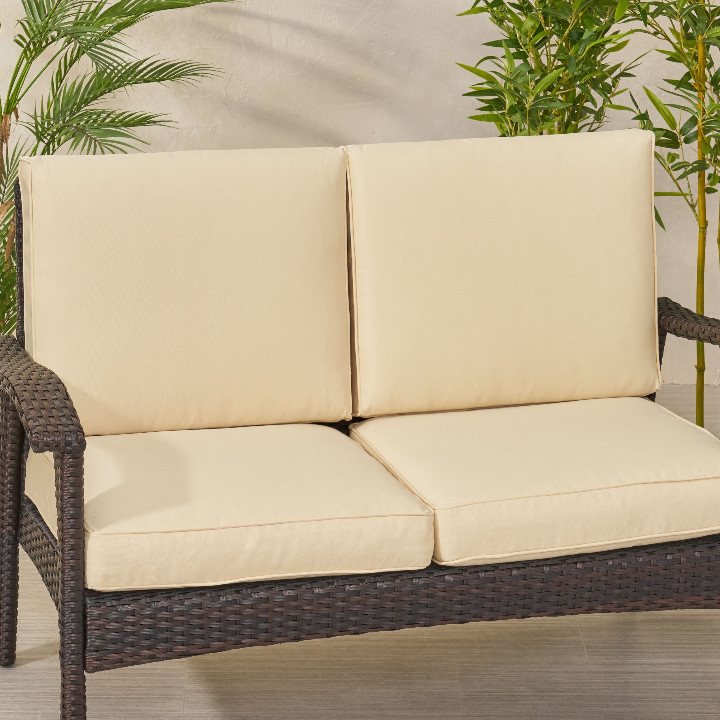 Atiyah Outdoor Water Resistant Fabric Loveseat Cushions with Piping