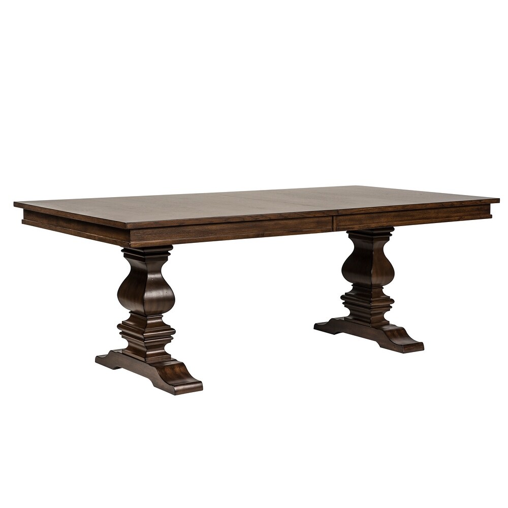 Armand Antique Brownstone 7 Piece Trestle Table Set