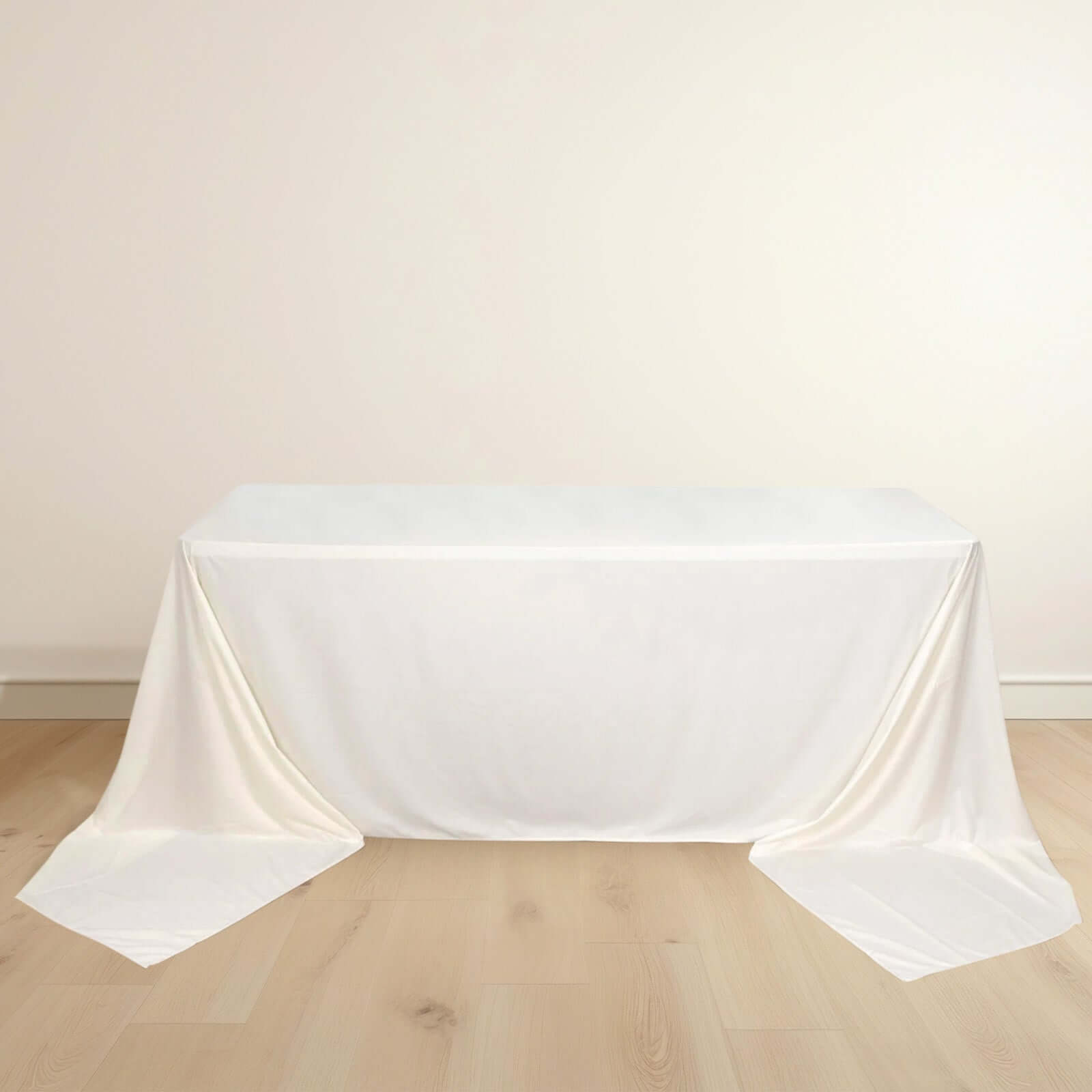 Ivory Premium Scuba Rectangular Tablecloth, Wrinkle Free Polyester Seamless Tablecloth 90