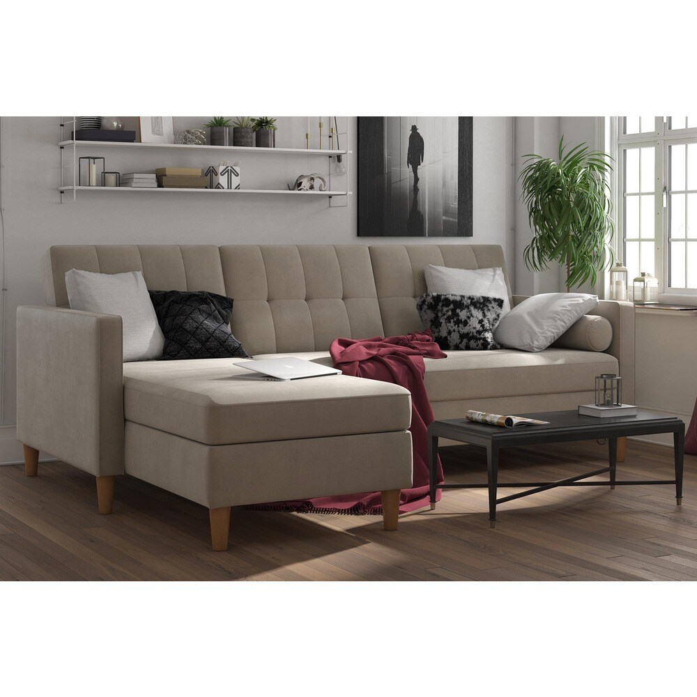 DHP Hartford Chenille Storage Sectional Futon