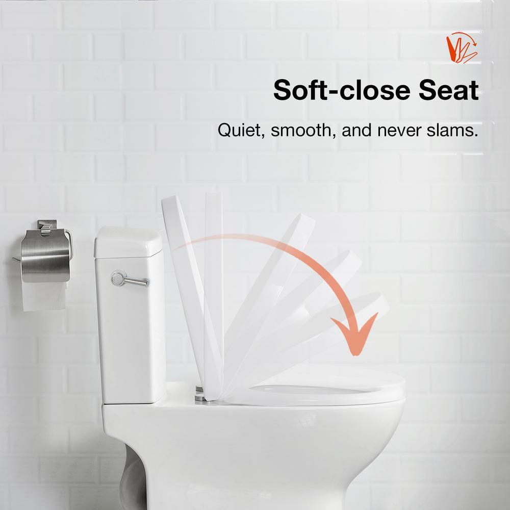 Glacier Bay Caspian 2Piece 1116 GPF Dual Flush Elongated Toilet in White Seat Included