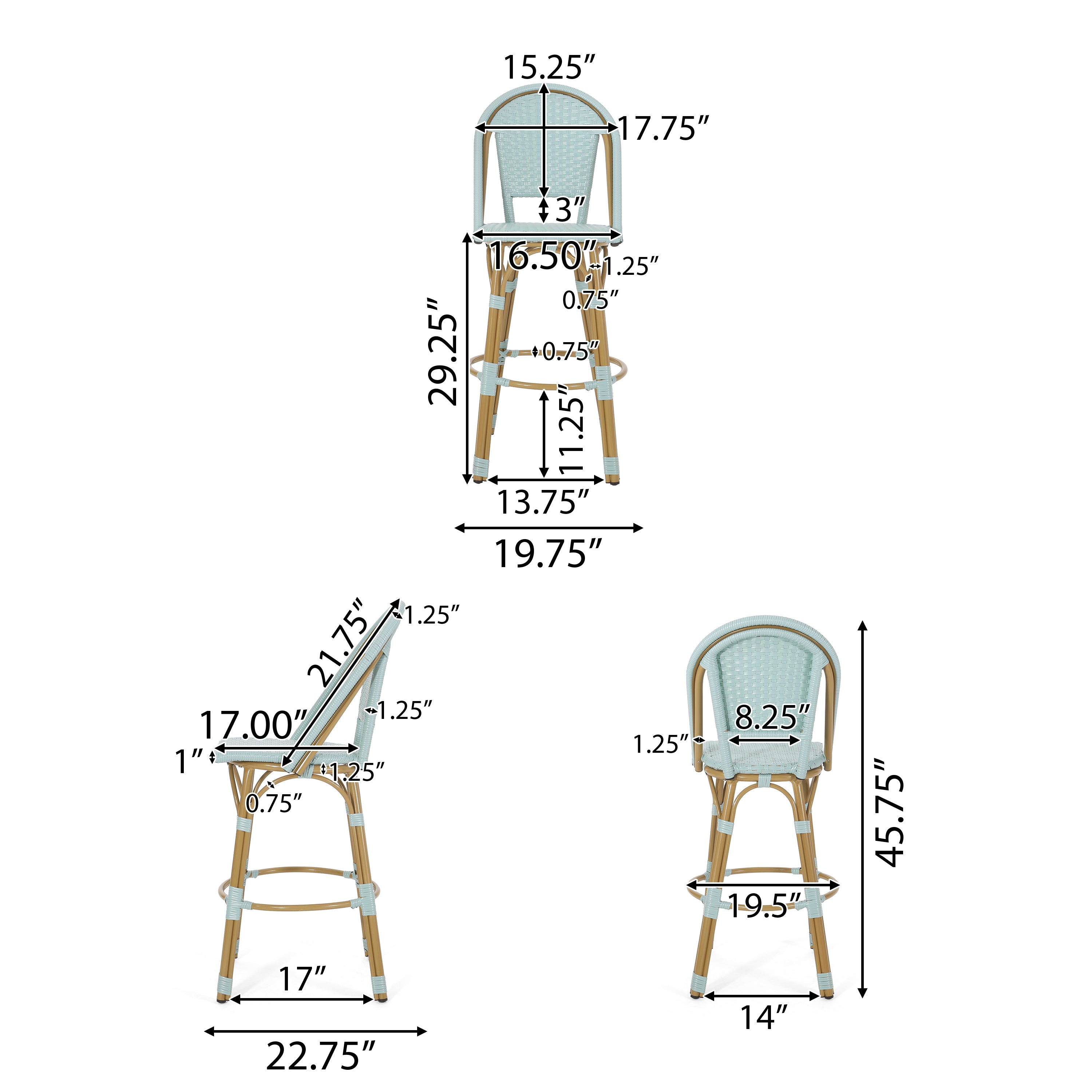 Cotterell Outdoor French Wicker and Aluminum 29.5 Inch Barstools, Set of 2