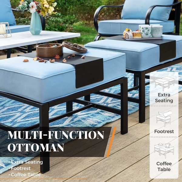 MAISON ARTS 5/7Seat Patio Conversation Set，Sofa Set with 2 x Single Sofa Chairs，1 x 3seater Sofa and Coffee Table/Ottomans