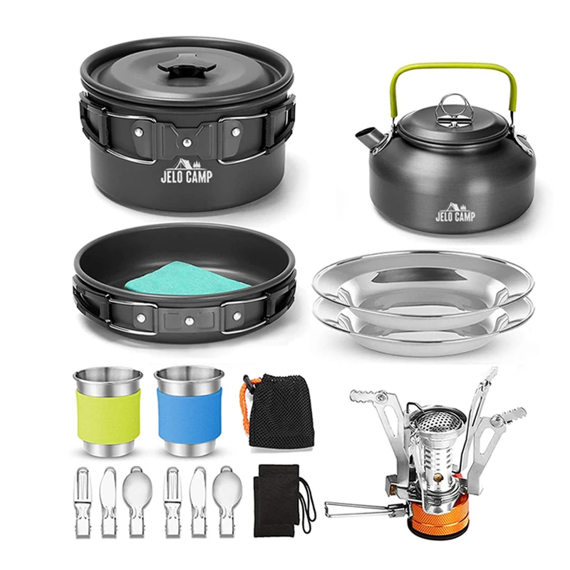 Hot Sales 2 3 Person camp kitchen cooking utensil set travel Other outdoor accessories camping pot set