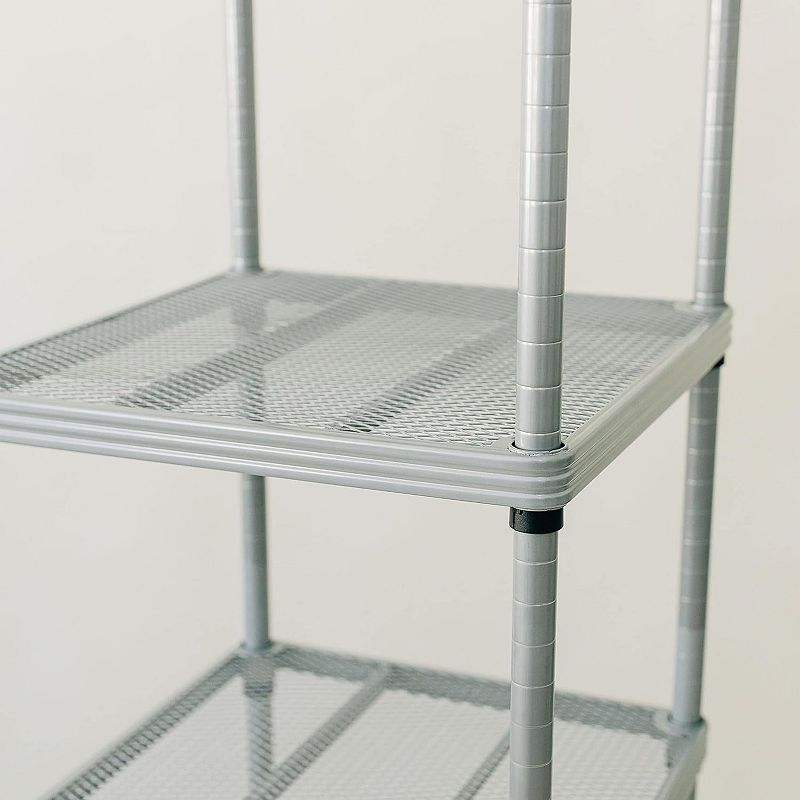 Design Ideas Meshworks 6 Tier Tower Metal Storage Shelving Unit Rack， Silver