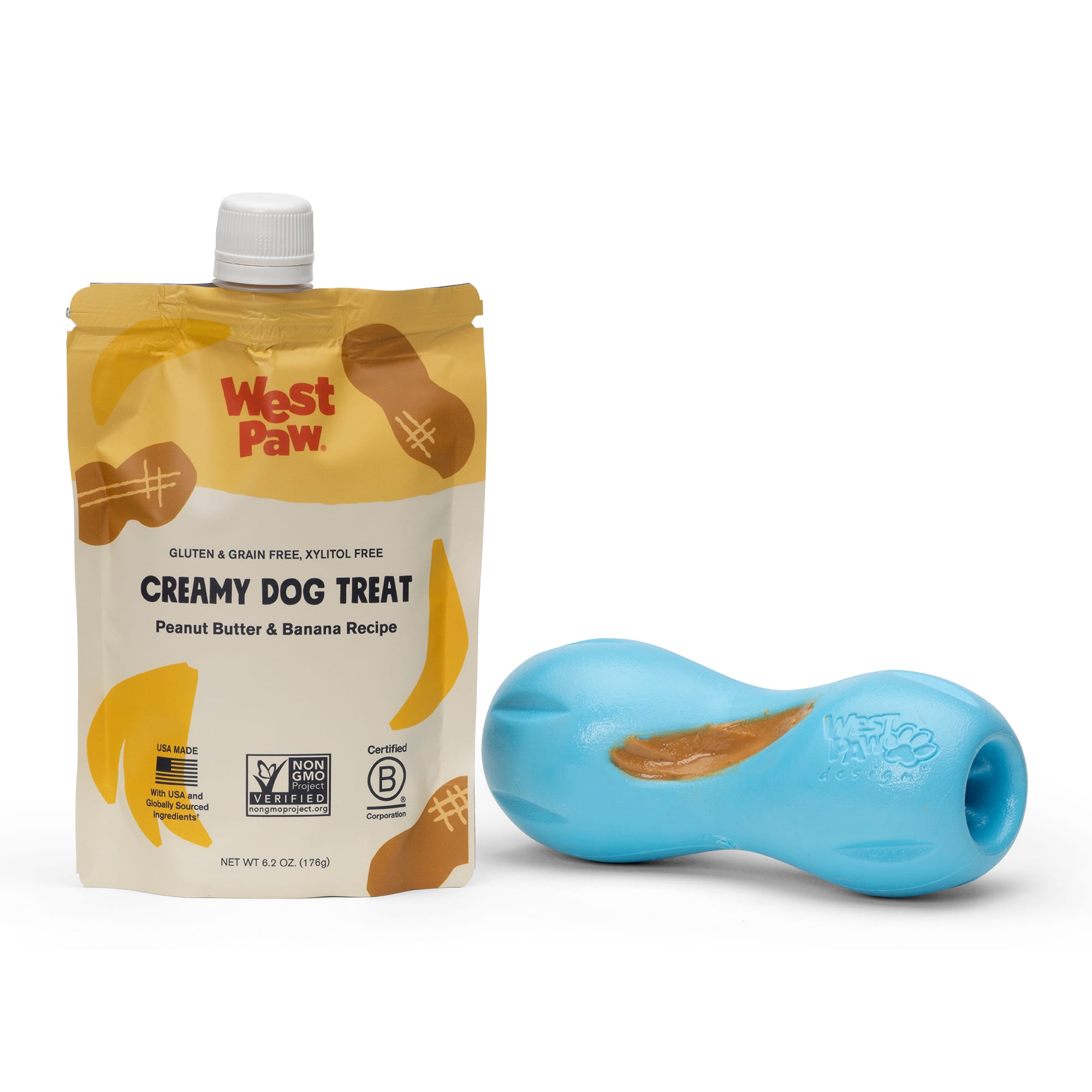 West Paw Peanut Butter and Banana Creamy Dog Treats， 6.2 oz.