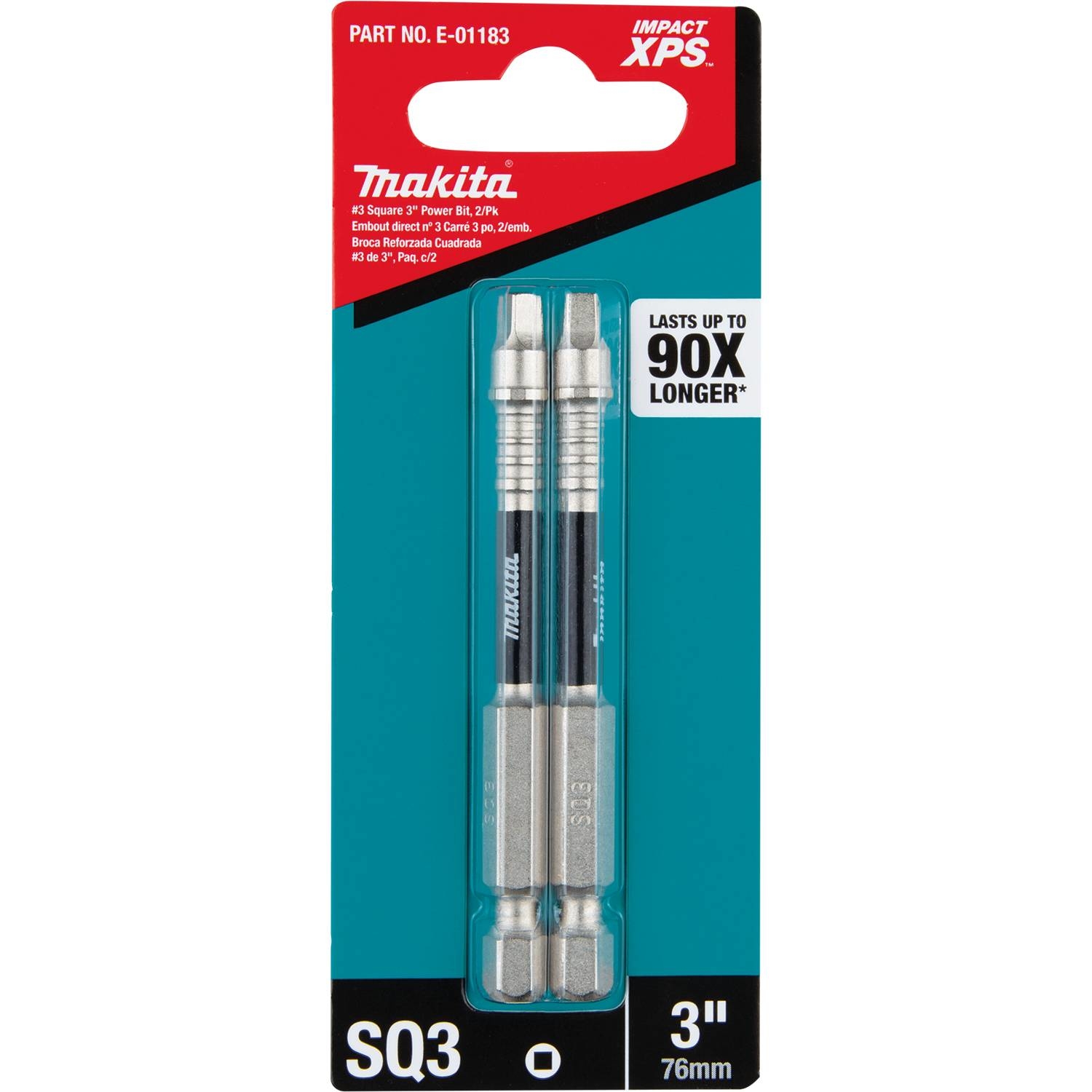 Makita Impact XPS Square #3 X 3 in. L Power Bit Steel 2 pk