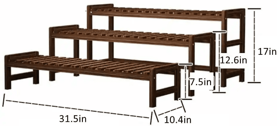 Magshion Set of 3 Pine Wood Plant Stand Cart Tier Step Tall Planters Flower Pot Shelf Display Rack Patio Balcony