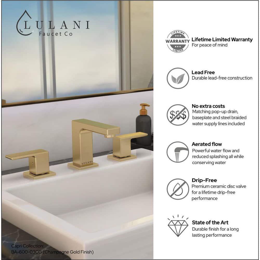 Lulani Capri 8 in Widespread 2Handle Bathroom Faucet in Champagne Gold