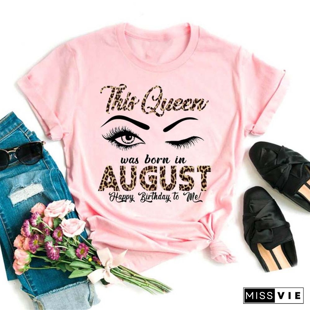 Maycaur New Fashion Birthday Tshirts Leopard Eyes Graphic Printed Women Black T-shirt Short Sleeve Ladies Tops Tee Birthday Gift