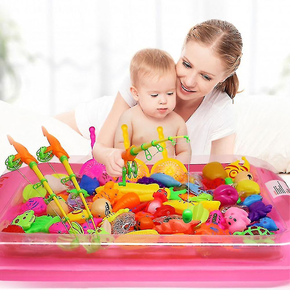 22x Fishing Toy Set Bath Toys Baby Bathtub Toy With Telescopic Fishing Rod Net