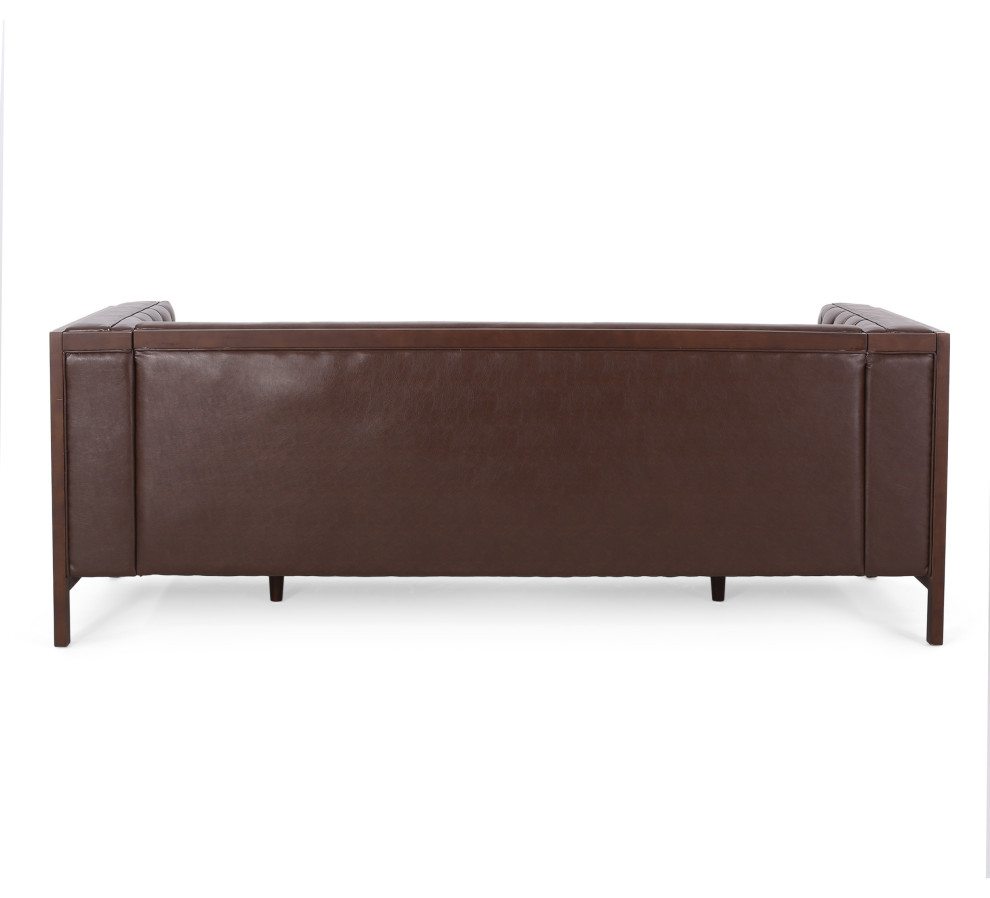 Elias Faux Leather Tufted 3 Seater Sofa   Transitional   Sofas   by GDFStudio  Houzz