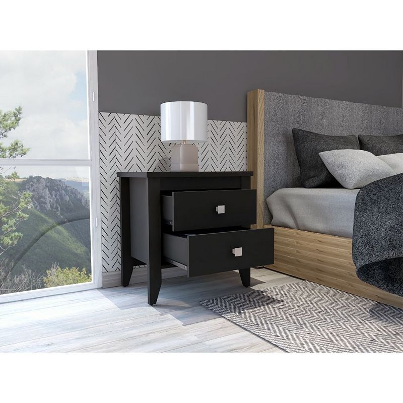 Breeze Four-Legged Modern Bedroom Nightstand， with Two Drawers