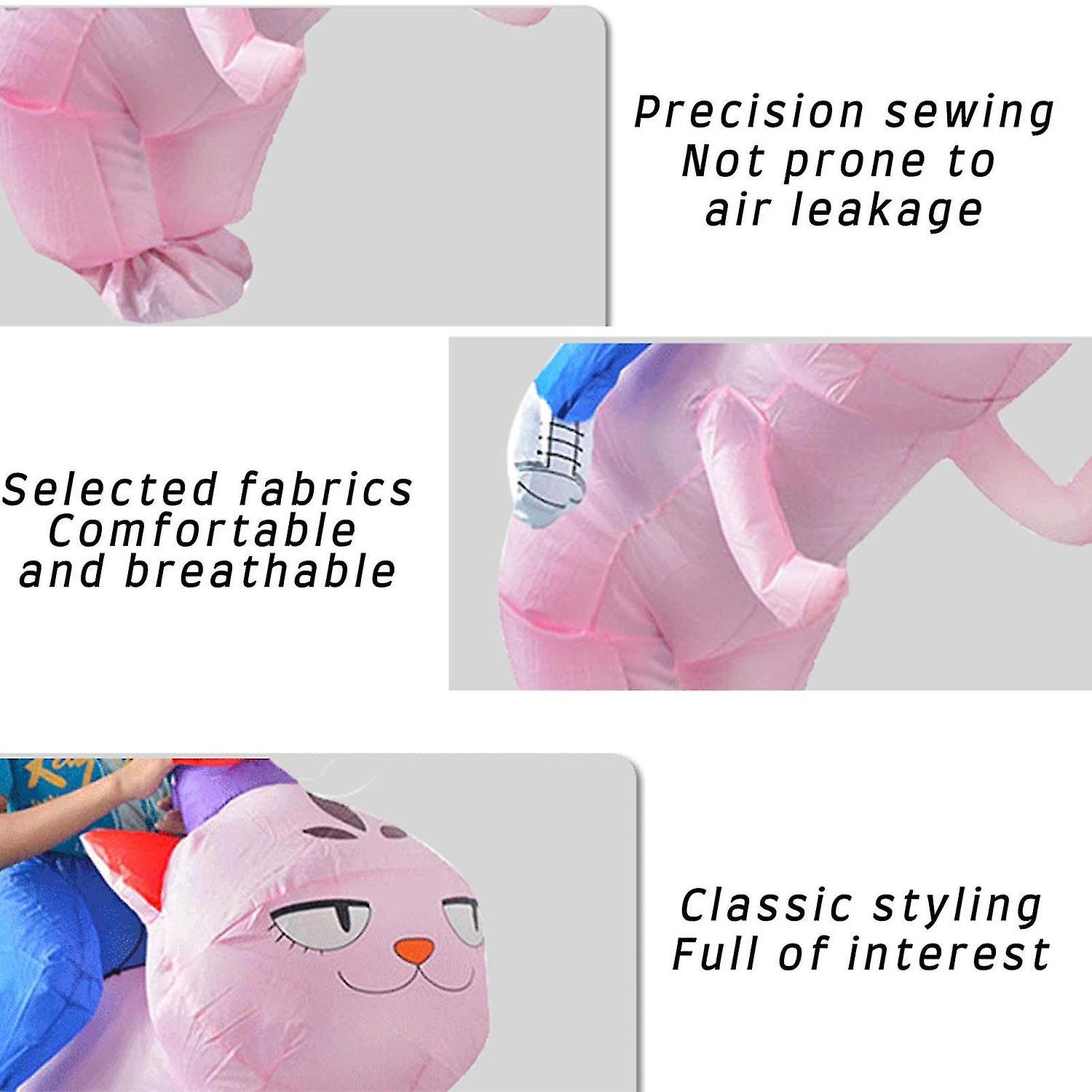 Adult Inflatable Cat Costume Ride on Cat Fan Operated Blow-Up Suits Halloween Animal Lovely Cosplay