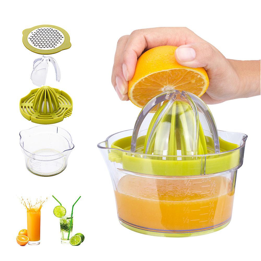 Manual Juicer Citrus Lemon Orange Hand Squeezer With Built-in Measuring Cup And Grater Anti-slip Reamer Extraction Egg Separator，14-ounce Capacity， Gr