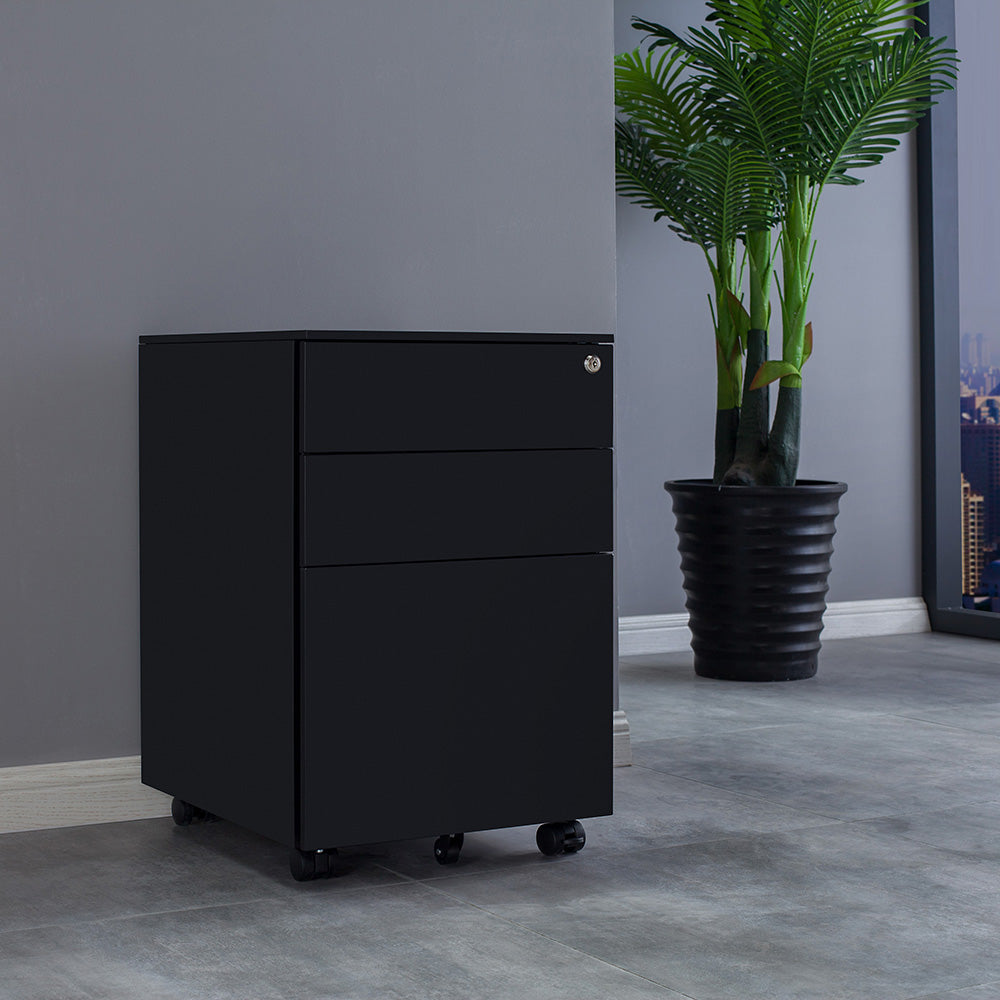 MARLO 3 Drawer Mobile Cabinet - Black