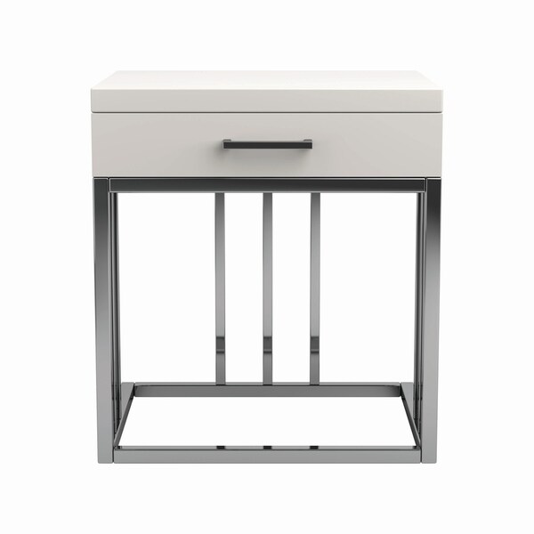 Coaster Furniture Dalya Glossy White and Chrome 1-drawer Rectangular End Table