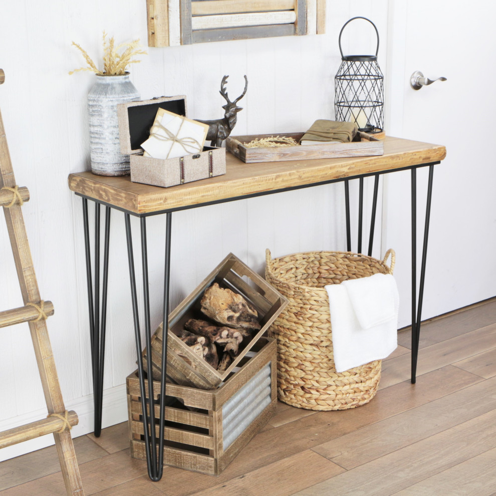 Rectangular Wood Table With Metal Legs   Industrial   Side Tables And End Tables   by Cheungs  Houzz